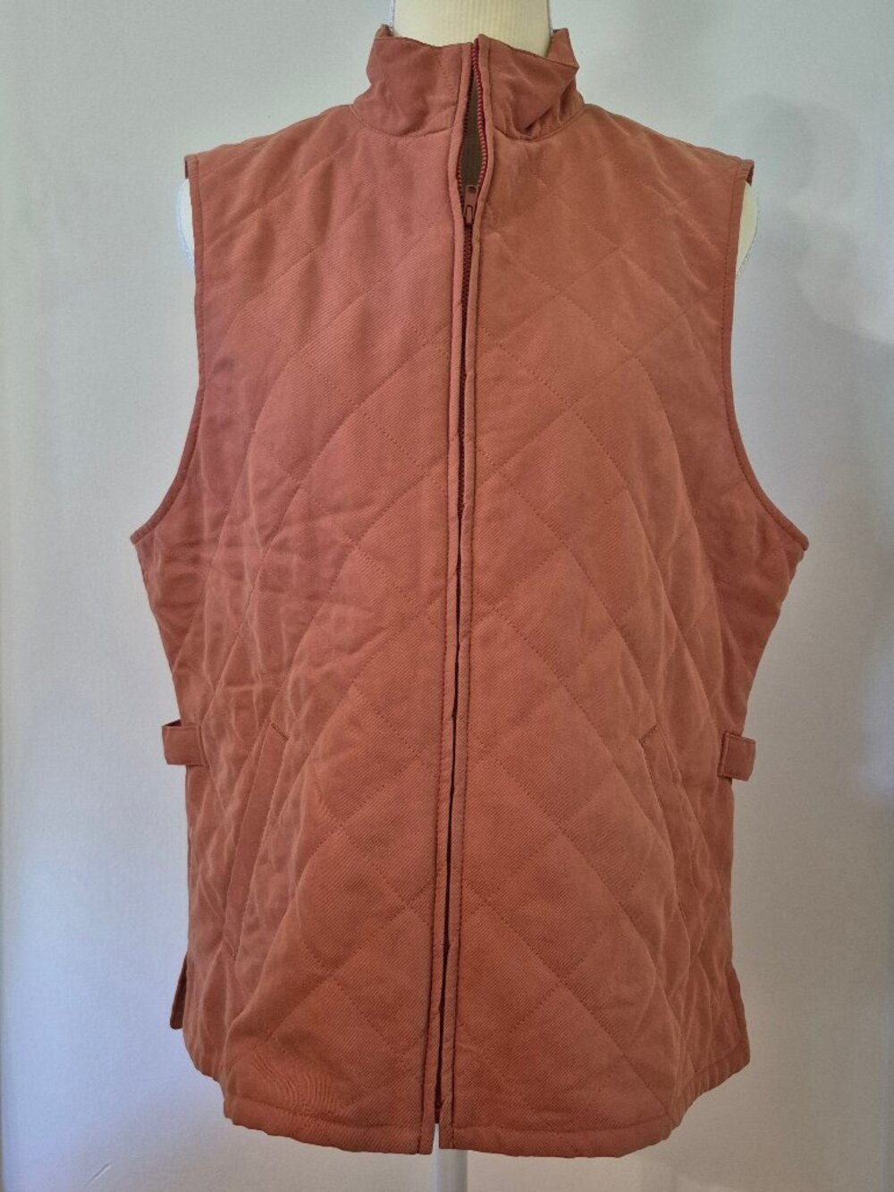 Orvis Women's M Diamond Quilted Orange‎ Full Zip Vest Cabincore Gorpcore Utility